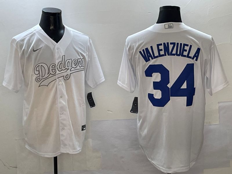Men Los Angeles Dodgers 34 Valenzuela White Fashion Edition Game 2025 Nike MLB Jersey style 1